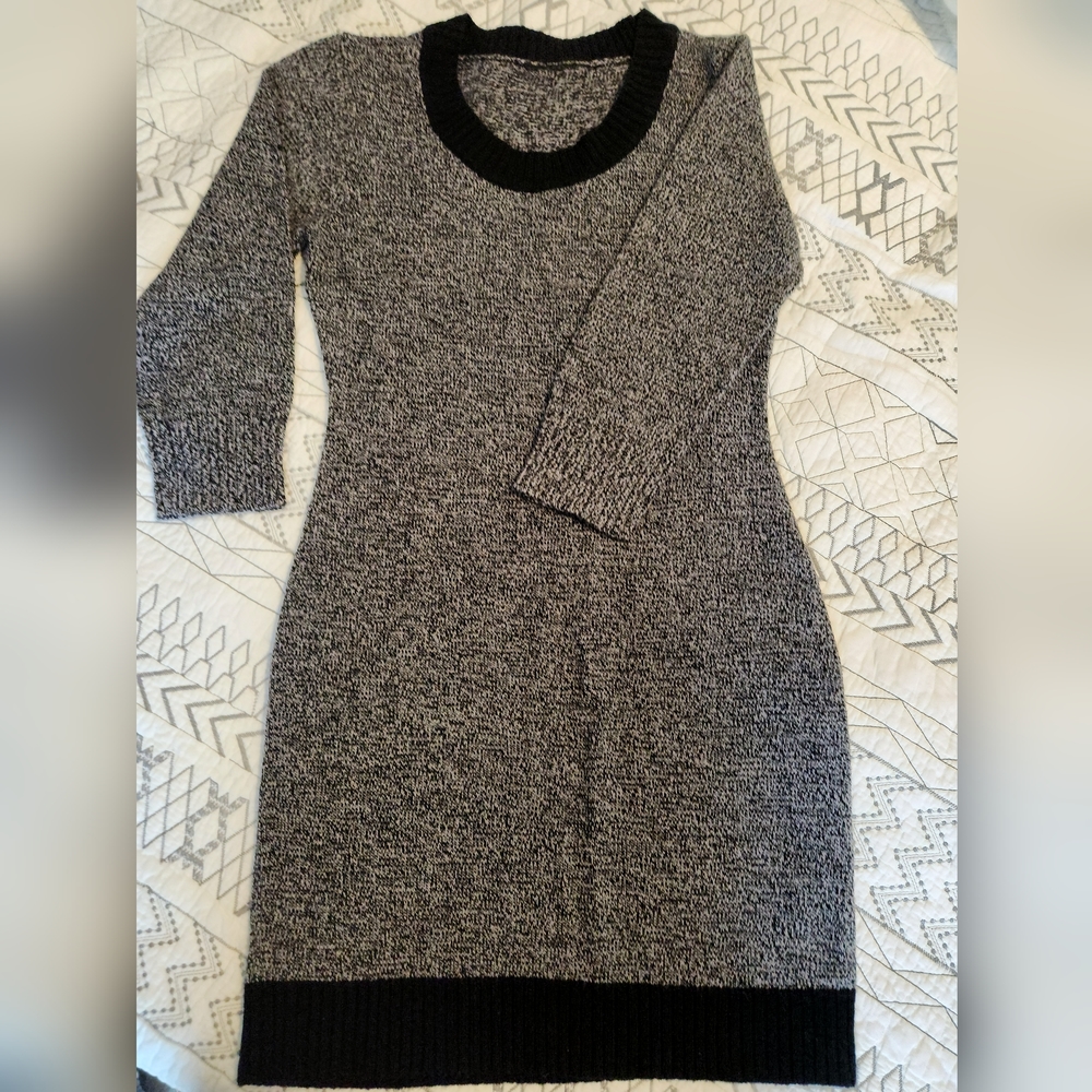 Sweater Dress Charcoal Grey and black